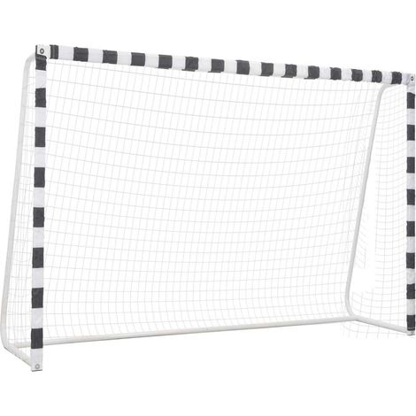 vidaXL Portería de fútbol de metal blanco y negro 300x200x90 cm (1/5)