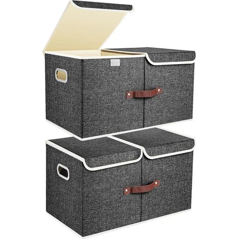 TYEERS Extra Große Aufbewahrungsbox Stoff Faltbar Schwarz 2-Stück (1/5)