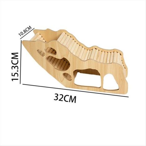 Maison Pour Hamster - En Bois Naturel - Avec Échelle Et Tunnel - Pour Gerbilles Et Petits Rongeurs - 1 Pièce (1/5)