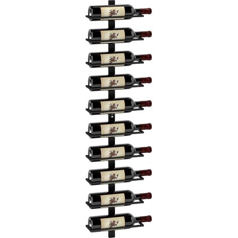 Porte Bouteille Mural à 10 Niveaux Acier pour 10 Bouteilles Noir (1/5)