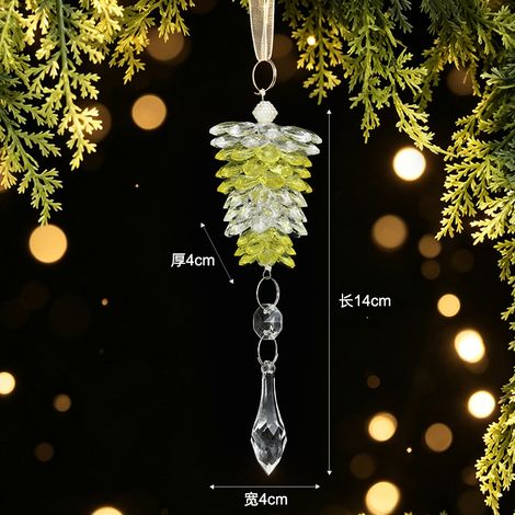 Pendentif pomme de pin acrylique de Noël, décoration de fête, ornement de sapin de Noël en cristal