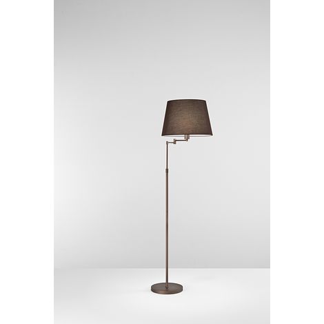 Lampadaire en métal marron métallisé, abat-jour assorti, structure flexible et réglable, design moderne d'intérieur, 1x35W E27 par Perenz.