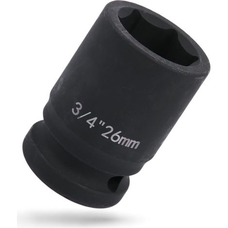 Douille à choc 3/4" 26 mm, hexagonale (6 pans) en acier Cr-V, douille pour visseuse à percussion (1/5)