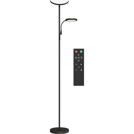 LED Floor Lamp for Living Room, Stepless Dimmable Standing Lamp, Mother and Child Uplighter with Reading Light, 4 Scene Modes, 2700K-6500K Colour Temps, 4 Brightness Levels, Remote Control