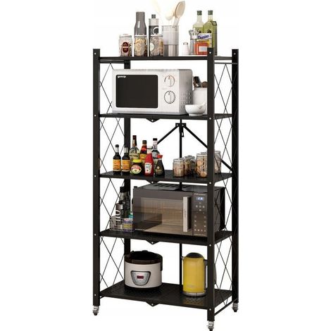 BASIKE - Mueble de almacenaje con ruedas - Aparador - 5 estantes - Mueble plegable (1/5)