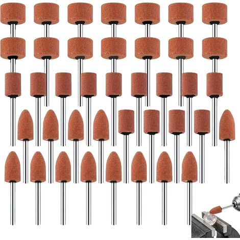 Set mit 42 Korund-Schleifaufsätzen – 3-mm-Schaft – Vielseitiges Zubehör – Für Metall, Glas und Holz – Ideal für Heimwerker und industrielle Anwendungen (1/5)