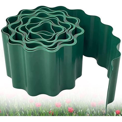Bordure de Jardin en Plastique, 9m x 10cm Clôture de Bordure de Pelouse Flexible pour Bordures de Jardin, Parterres de Fleurs et L'aménagement Extérieur de Bricolage (1/5)