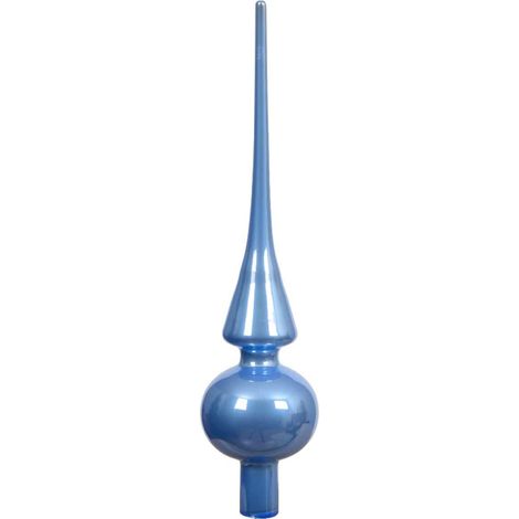 Weihnachtsbaumspitze Sky Blue glänzend Ø 6 cm 26 cm hoch - Glas (1/2)