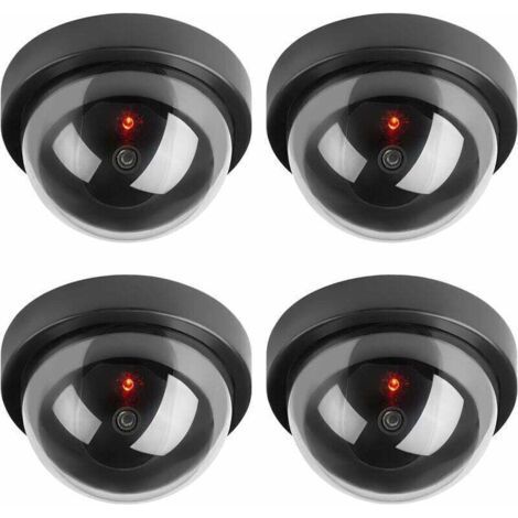 Caméras factices, fausse caméra dôme de sécurité CCTV avec lumière LED clignotante pour entreprise, magasin, maison, intérieur et extérieur (lot de 4) (1/4)