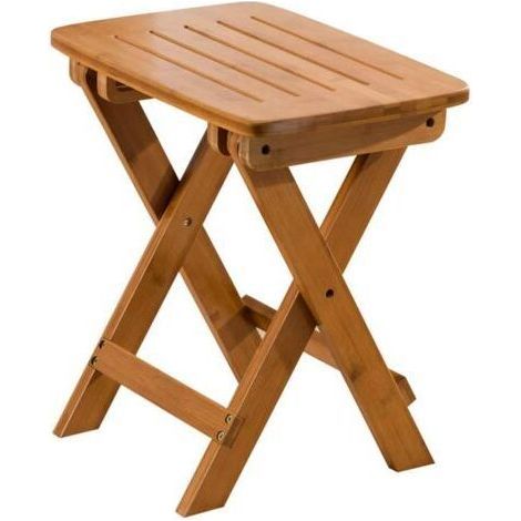 Tabouret pliable en bois massif – Pieds pliables pour gain de place – Pour usage intérieur et extérieur – Dimensions compactes