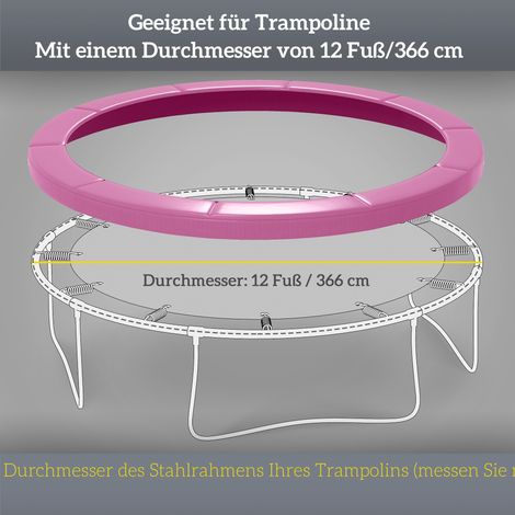 Lot de 2 bordures de protection pour trampoline Ø366 cm, résistantes à l'eau et aux déchirures, rose vif (1/5)