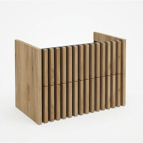 Meuble de salle de bain suspendu 80 × 56 × 46 cm sans lavabo ni plan de toilette chêne mat SAT Delano (1/5)