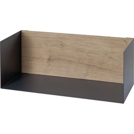 Etagère console murale coloris anthracite / chêne - Longueur 45 x Profondeur 18 x Hauteur 18 cm (1/5)