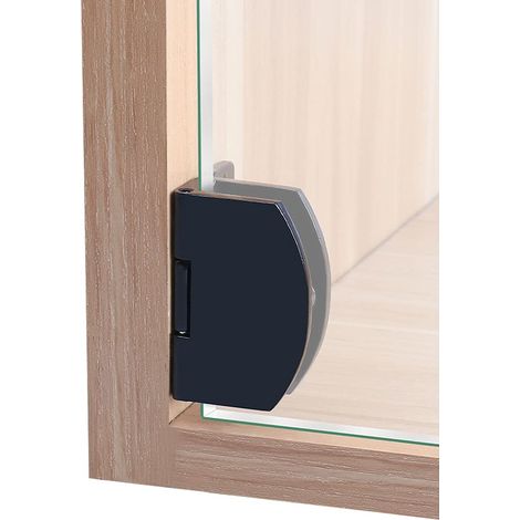 [2 pièces] Armoire porte en verre charnière salle de bain pince sans cadre porte en verre armoire vitrine pince 90 degrés charnière (noir) (1/5)