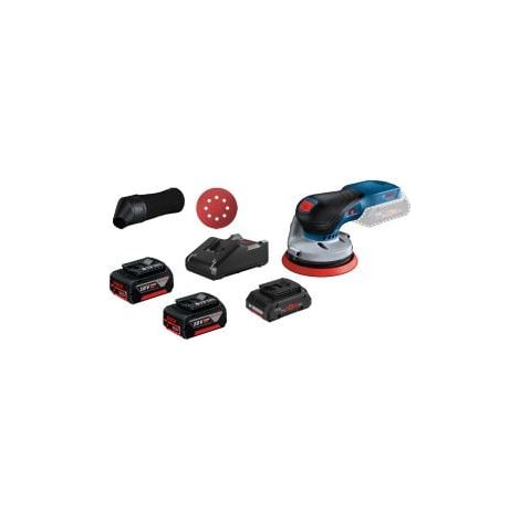 Ponceuse excentrique sans fil GEX 18V-125 Bosch / 1x 4,0 Ah + 1x 4,0 Ah ProCORE18V + 1x 5,0 Ah batterie + chargeur