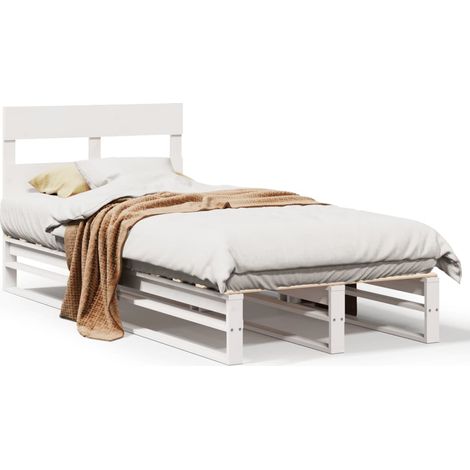 Maison Exclusive - Letto senza Materasso Bianco 90x190 cm in Legno Massello Pino (1/5)