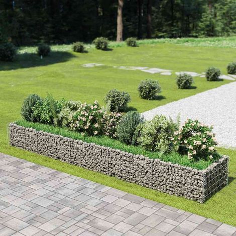 Lit surélevé à gabion-Jardinière en cage à pierre-Jardinière à gabion Acier galvanisé 450x90x50 cm (1/5)