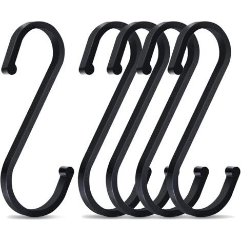 5 Stück S-Haken, 86mm S-förmige Haken aus Aluminium, Multifunktionshaken, für Küche, Badezimmer (Schwarz)