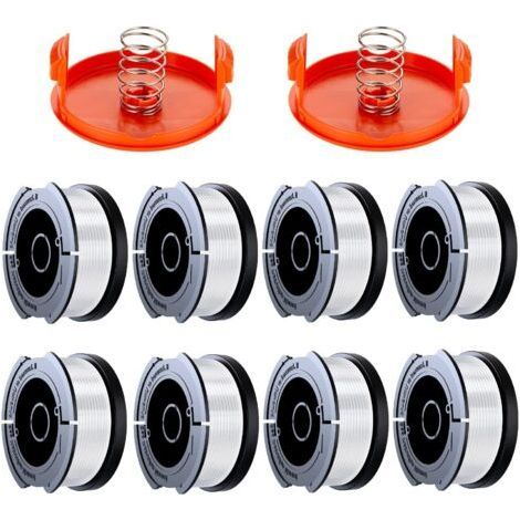 10er-Pack Bobine Fil Coupe Bordure kompatibel mit Black & Decker Coupe Bordüren, A6481 A6485 1,65 mm Bobine de Fil Debroussailleuse (8 Fil Coupe Bordure, 2 Couvercle, 2 Ressort)-Karte (1/5)