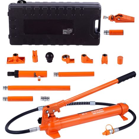 Kit de vérin hydraulique 12 tonnes avec pompe, flexible 1,4 m, coffret de rangement pour auto, garage, ferme, mécanicien (26 455 lb) (1/5)