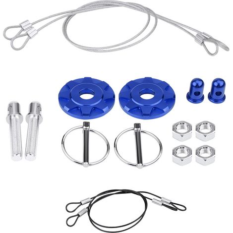Kit de fixation de capot universel bleu en alliage d'aluminium CNC pour voiture de course (1/5)
