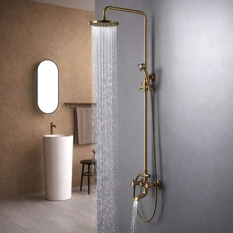 Colonne bain douche mélangeur bronze antique Ø20cm, Plétor (1/5)