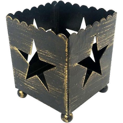 Lanterne en métal, porte-bougie en fer, bougeoir pour bougie chauffe-plat, lanterne décorative, cadeau-Star Black