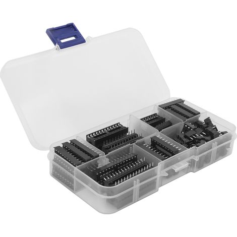 Lot de 66 douilles IC DIP 2,54mm, supports à broches plates pour circuits intégrés, assortiment de composants électroniques (1/5)