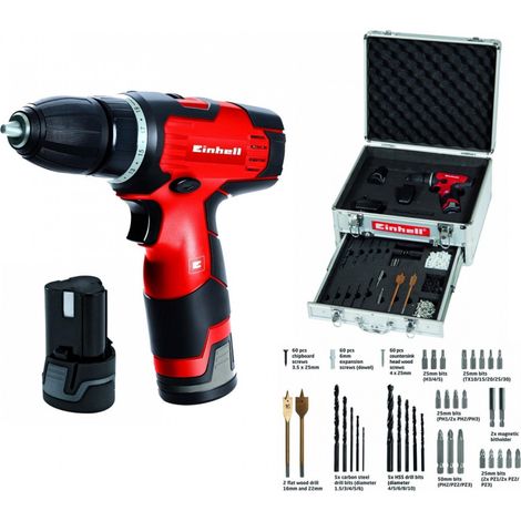 Trade Shop - 12V Lithium Akku Bohrschrauber Koffer 214-teilig TH CD 12-2 Li -