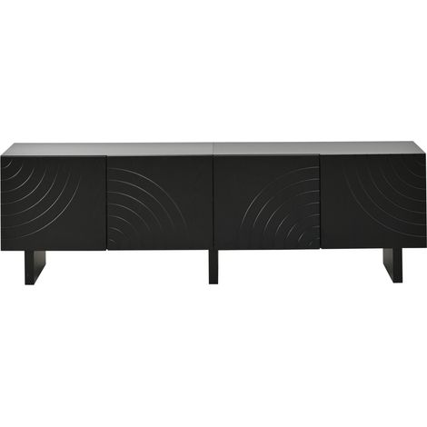 Mueble TV negro de aglomerado 180 x 40 x 55 cm con 4 puertas para TV de hasta 75 pulgadas (1/5)