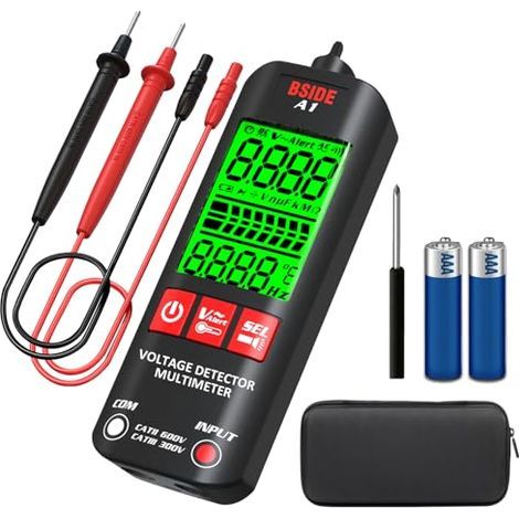 Multimètre numérique intelligent A1 Testeur de tension de poche Testeur de tension 3 résultats Plage automatique Détecteur de tension sans contact Triple Buzzer Réglable Sensibilité Continuité (1/5)