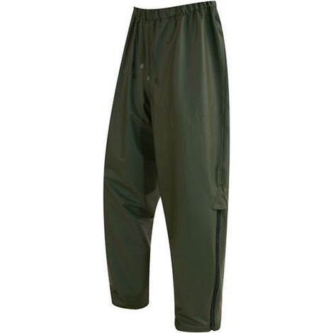 Pantalon de pluie pour travaux forestiers 100% PU grand soufflet lateral avec ZIP pour plus de confort - PAPLU01 - Solidur - Vert - S - taille: S