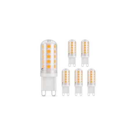 Ampoule LED G9 3W, équivalent 30W halogène, Blanc chaud 2700K, 410lm, CRI 85, Non-dimmable, 230V, Économie d'énergie, Base en céramique, Culot G9 Standard, 6 Pièces (1/5)