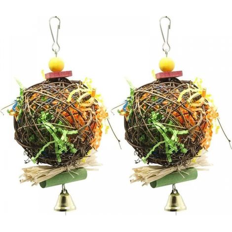 2 Pack Bird Chew Toys Food Grinder Toy Parrot Cage Crusher Toy Parrot Hanging Toy Conure African Grey Large Chew Toy for Medium Parrot (1/4)
