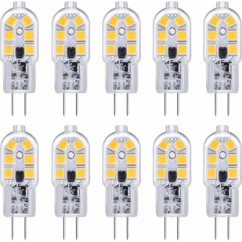 G4 LED Bulb 12V 2W Cool White 6000K, 200LM, Equivalent Halogen G4 Bi-pin 10W 20W, LED Lamp G4 12V AC/DC for Camping Car/Kitchen Hood, Non-Dimmable, Pack of 10 Guazhuni (1/5)