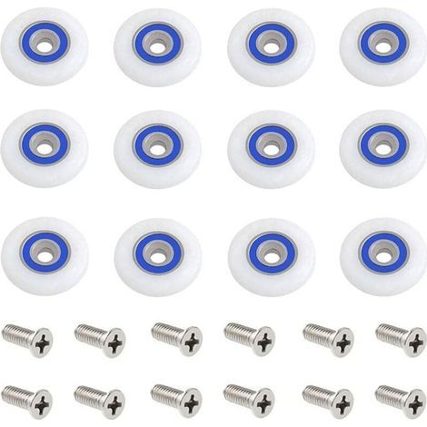 Roulette Porte Douche 12 Pièces 27mm Roulettes pour Porte de Douche Roulette Porte Douche Roues Roulettes de Rechange Roulette Porte Roulette de Douche pour Porte de Douche avec Des Vis (1/4)