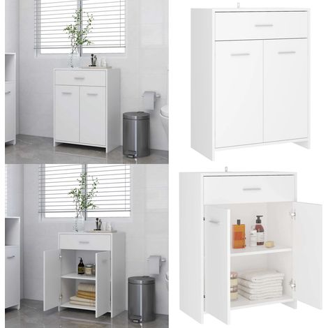 Badezimmerschrank Weiß 60x33x80 cm Holzwerkstoff - Badezimmermöbel - Holzschrank - Spiegelschrank - Waschtischunterschrank - Weißer Schrank - Home & Living