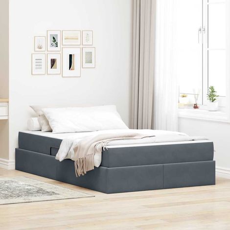 Aufbewahrungsbett mit Matratze Dunkelgrau 120 x 200 cm Samt (1/5)