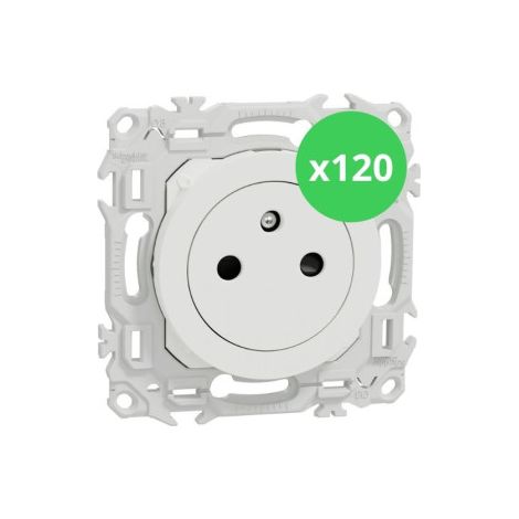 Schneider - Odace 2025 - LOT de 120 Prises de courant 2P+T affleurante - Blanc craie - Ru00e9f. : S920052 x 120 (1/5)