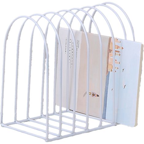 Classeur Vertical - Support pour Dossiers et Classeurs - Organiseur de Bureau en Fer - Forme Semi-Circulaire - Or Noir Blanc - 19,5 x 13 x 2,5 cm - 1 Pièce (1/5)