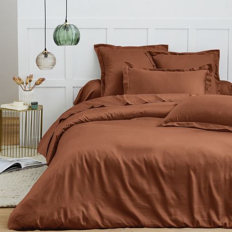 Housse de couette 240 x 220 cm – 100% Coton 57 fils/cm² – Qualité Supérieure – Paprika (1/3)