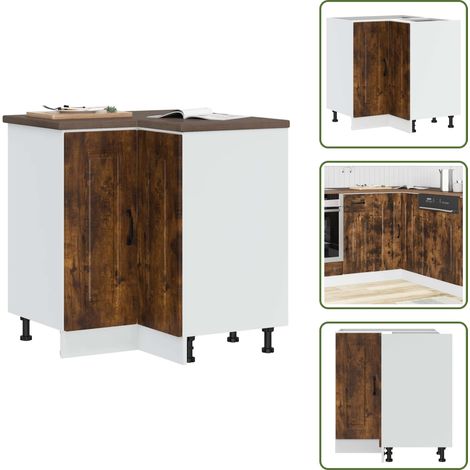 The Living Store Mueble bajo esquinero de cocina Kalmar roble ahumado - Almacenamiento cocina