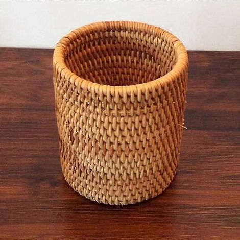 Manuelle Essstäbchen aus Rattan, Rohrschaufel, Löffel, Eimer, Tafelmesser, Gabeln, Geschirraufbewahrungsbox, Aufbewahrungskörbe für Zuhause, Organizer-Box – zylindrisch