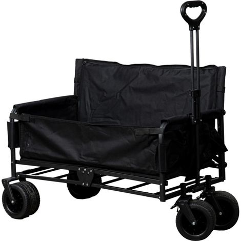 carrello pieghevole eurogarden con ruote e funzione panchina in acciaio nero 108x55,5x73 cm
