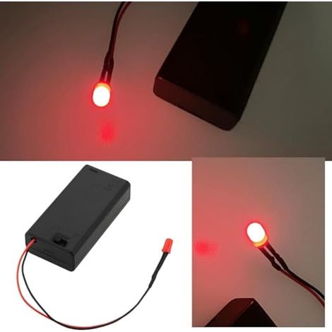 Lot de 2 Fausses alarmes LED Rouges de 5 mm avec Support de Piles pré-câblé pour Voitures Bateaux Motos garages Piles AA Non incluses (1/3)