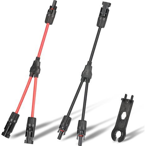 【Cavo solare Y2 da 32CM】Distributore di cavi solari a Y da 6 mm², 1 paio cavo solare con connettore a Y 1Y2 + 1 attrezzo PV, cavo con connettore a Y per impianto fotovoltaico da balcone, per sistema m (1/5)