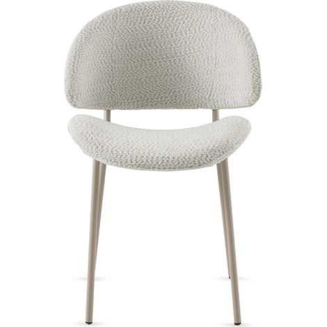 Ensemble de 4 chaises recouvertes de chenille crème avec pieds en métal taupe (1/5)