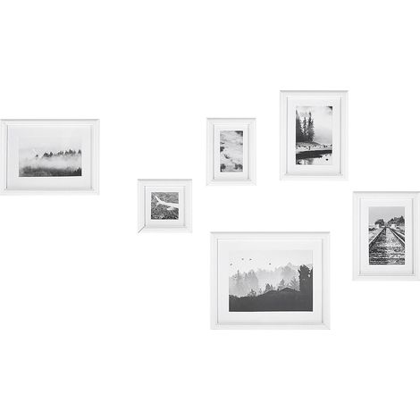 Set of 6 Photo Frames ZINARE Landscape White (1/5)