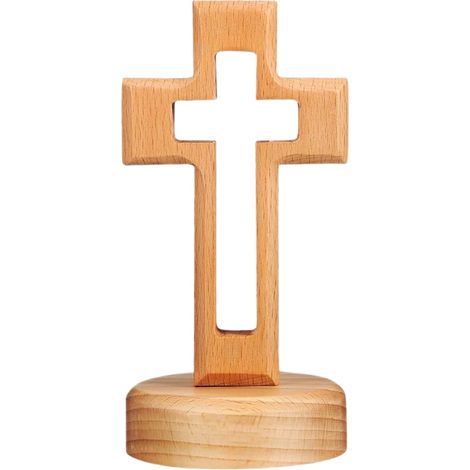 Croix De Paques En Bois - 12 Cm - Silhouette Ouverte - Décoration Spirituelle Pour Intérieur Et Cadeau - 1 Pièce (1/5)