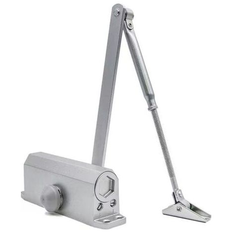 Ferme-porte Hydraulique Automatique avec Dispositif D'arrêt, Ferme Porte à Ressort Réglable, Tampon Fermé usage Commercial et Résidentiel Porte de 25-65 kg Argent (1/5)